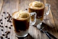 Affogato coffee on a rustic wooden table Royalty Free Stock Photo