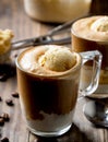Affogato, coffee with vanilla ice cream Royalty Free Stock Photo