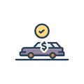 Color illustration icon for Afford, dollar and car