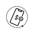 Black line icon for Afford, mobile and grant