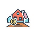 Color illustration icon for Affordability, affordable and mortgage