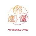 Affordable living red concept icon