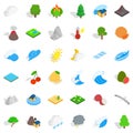 Afforestation icons set, isometric style