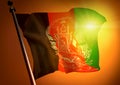 Afganistan flag against the sunset