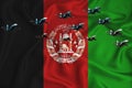 Afganistan flag, background with space for your logo - military 3D illustration. Air parade, military air show, air parade of