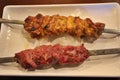 Afghan cuisine: mutton kabob and murgh (Afghan chicken) Royalty Free Stock Photo