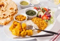 Afghan Food Platter with Naan Bread Royalty Free Stock Photo