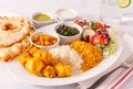 Afghan Food Platter with Naan Bread Royalty Free Stock Photo