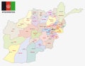 Afghanistan administrative and political map with flag