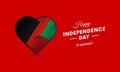 Afghanistan Independence Day. 19 august. Waving flag in heart. Vector. Royalty Free Stock Photo