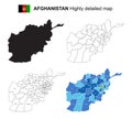 Afghanistan - Isolated vector highly detailed political map with