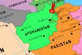 Afghanistan, Kabul - capital city, pinned on political map