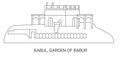 Afghanistan, Kabul, Garden Of Babur, travel landmark vector illustration