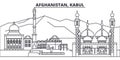 Afghanistan, Kabul line skyline vector illustration. Afghanistan, Kabul linear cityscape with famous landmarks, city