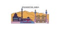 Afghanistan, Kabul tourism landmarks, vector city travel illustration