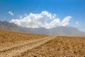 Afghanistan landscape, desert plain against the backdrop of mountains