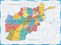 Afghanistan Map Political - Capital, Cities, Rivers and Lakes - Highly detailed vector illustration Royalty Free Stock Photo