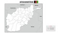 Afghanistan Map. State and district map of Afghanistan. Political map of Afghanistan with outline and black and white design Royalty Free Stock Photo