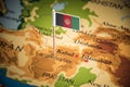 Afghanistan marked with a flag on the map Royalty Free Stock Photo
