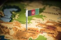 Afghanistan marked with a flag on the map Royalty Free Stock Photo