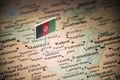 Afghanistan marked with a flag on the map Royalty Free Stock Photo