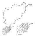 Afghanistan outline map administrative regions