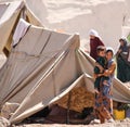 Afghanistan refugee camp children in the North West in the middle fighting season