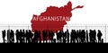 Afghanistan refugee emergency, escape from cities to reach the borders with other states. Taliban danger. Silhouette