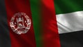 Afghanistan and United Arab Emirates Realistic Half Flags Together