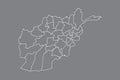 Afghanistan vector map with border lines of provinces using gray color on dark background illustration