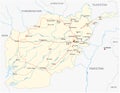 Afghanistan vector road map with important cities Royalty Free Stock Photo