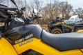 BRP Can Am Outlander quad bike ready for Mud Racing contest. ATV SSV motobike competitions are