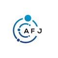 AFJ letter logo design on black background. AFJ creative initials letter logo concept. AFJ letter design Royalty Free Stock Photo