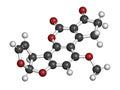 Aflatoxin B1 mold carcinogenic molecule. 3D rendering.