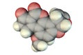 Aflatoxin B1 molecule, a toxin produced by fungi Aspergillus