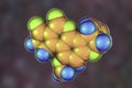 Aflatoxin B1 molecule, a toxin produced by fungi Aspergillus