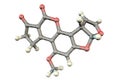 Aflatoxin B1 molecule, a toxin produced by fungi Aspergillus