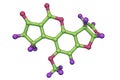 Aflatoxin B1 molecule, a toxin produced by fungi Aspergillus