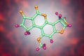 Aflatoxin B1 molecule, a toxin produced by fungi Aspergillus