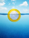 Afloat euro coin