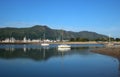 Afon Conwy, yachts in river Conwy Mountain Deganwy Royalty Free Stock Photo