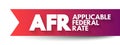 AFR - Applicable Federal Rate is the minimum interest rate that the Internal Revenue Service allows for private loans, acronym