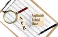 AFR - Applicable Federal Rate text on wooden block on chart background