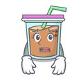 Afraid bubble tea mascot cartoon Royalty Free Stock Photo