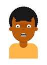 Afraid facial expression of black boy avatar