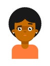 Afraid facial expression of black girl avatar