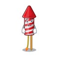 Afraid fireworks rocket mascot in cartoon shape