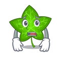 Afraid fresh green ivy leaf mascot cartoon