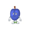 Afraid fresh prunes of character mascot in a cartoon.