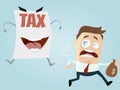 Afraid man running away from a tax assessment monster